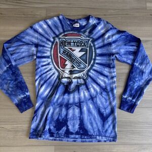 Gildan New York Rangers NHL Crewneck Long Sleeve T-Shirt S Blue Tie Dye Starhawk